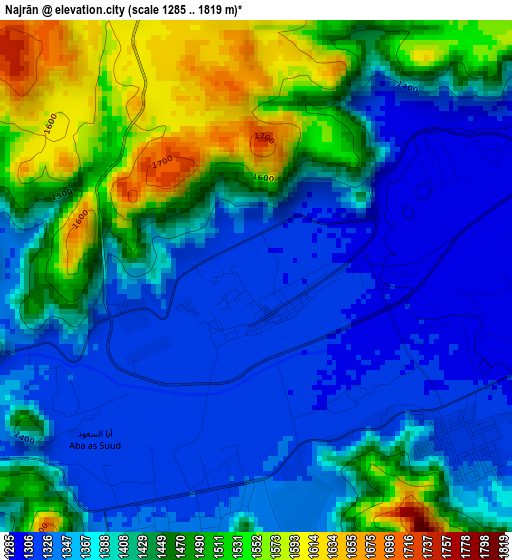 Najrān elevation map