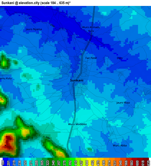 Sunkani elevation map