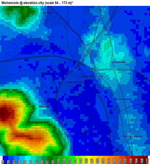 Wolvercote elevation map