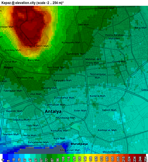 Kepez elevation map