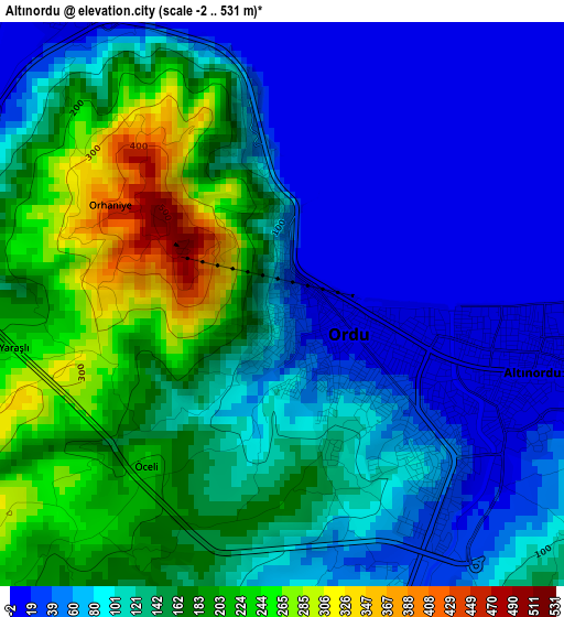 Altınordu elevation map