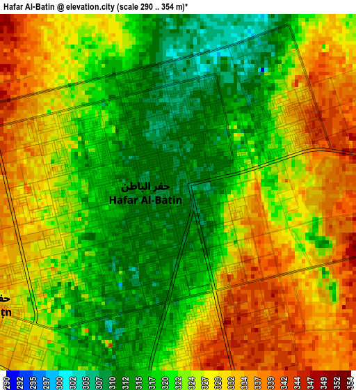 Hafar Al-Batin elevation map