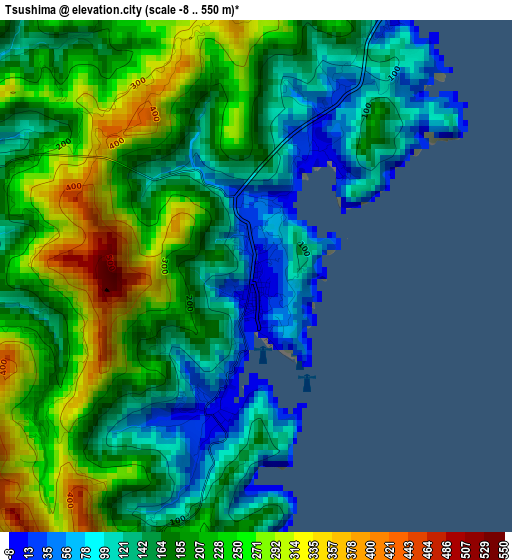 Tsushima elevation map