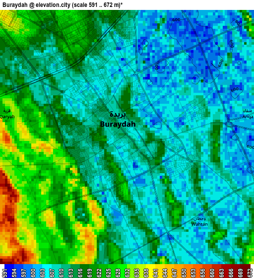 Buraydah elevation map