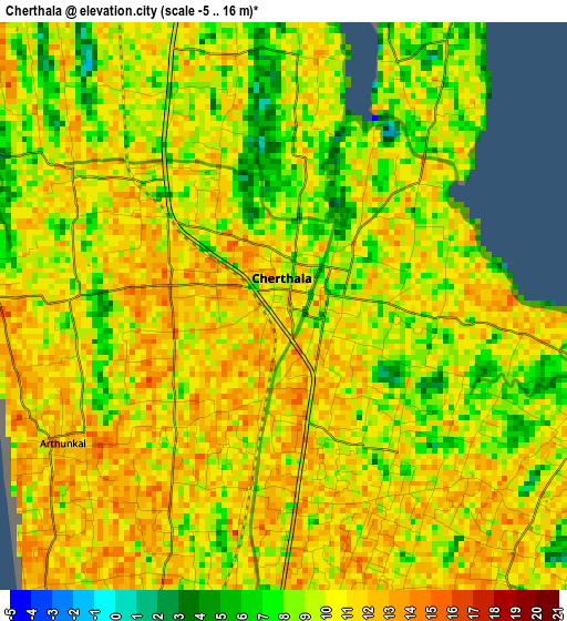Cherthala elevation map