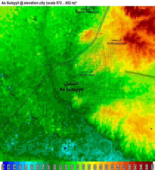 As Sulayyil elevation map