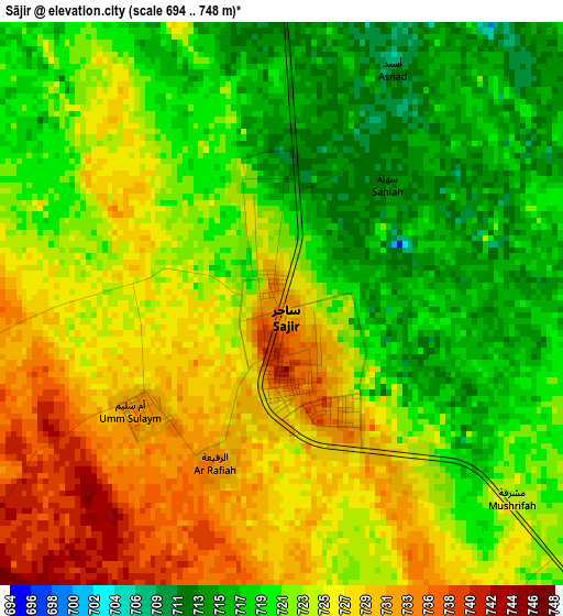 Sājir elevation map