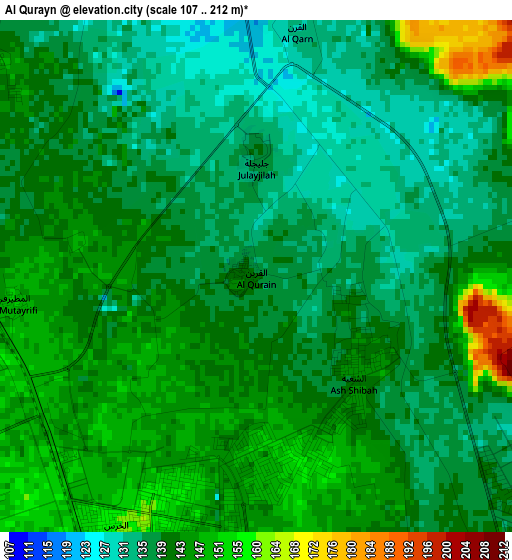 Al Qurayn elevation map