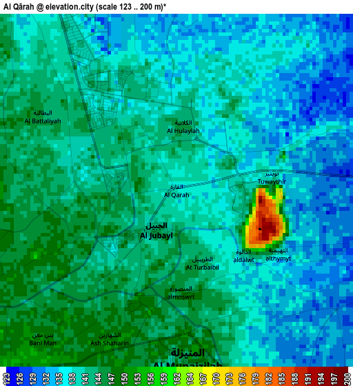 Al Qārah elevation map