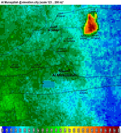 Al Munayzilah elevation map