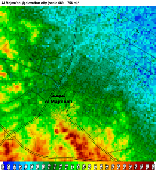 Al Majma‘ah elevation map