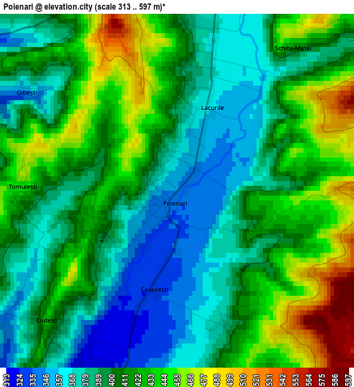 Poienari elevation map