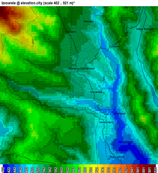 Izvoarele elevation map