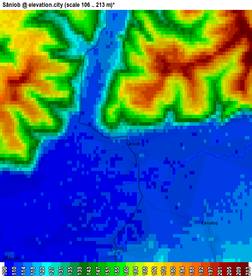 Sâniob elevation map