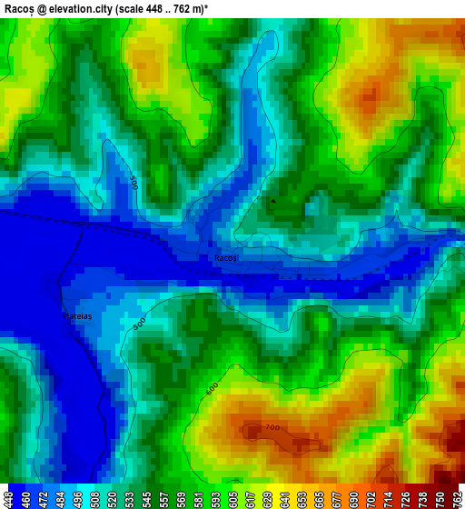 Racoș elevation map