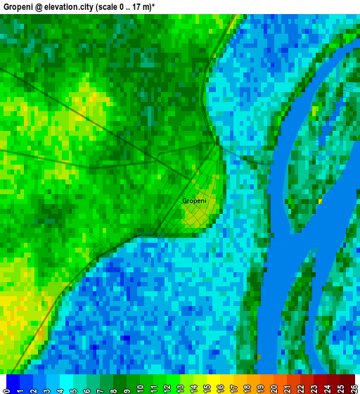 Gropeni elevation map