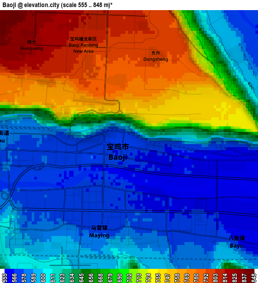 Baoji elevation map