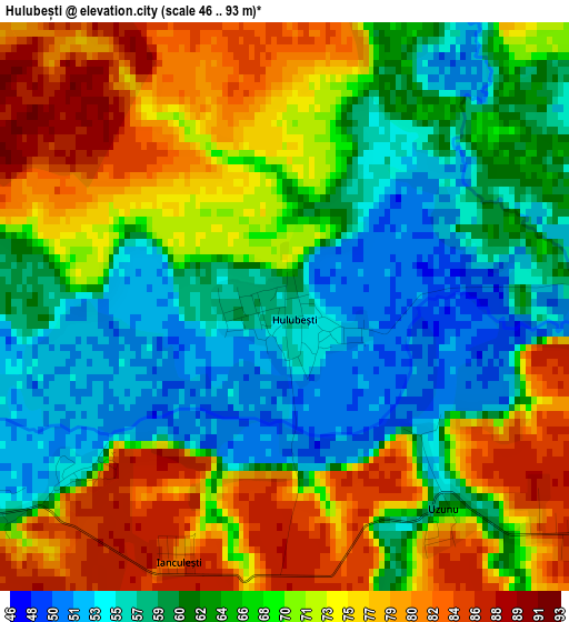 Hulubești elevation map