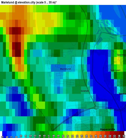 Marielund elevation map