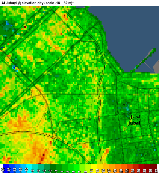 Al Jubayl elevation map