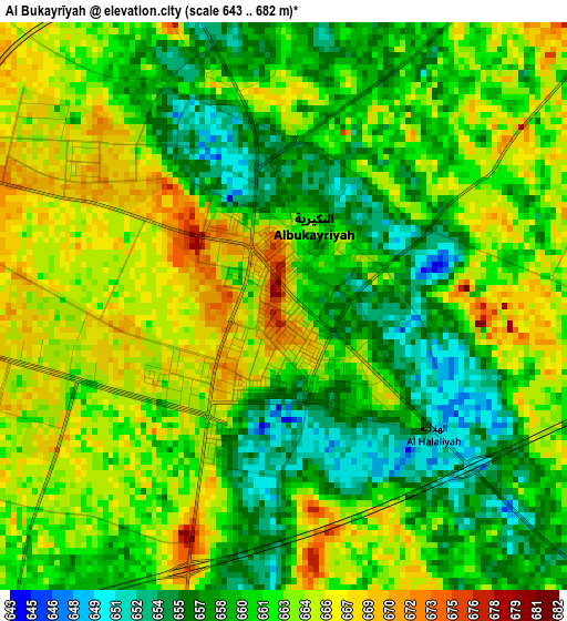 Al Bukayrīyah elevation map