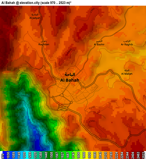 Al Bahah elevation map
