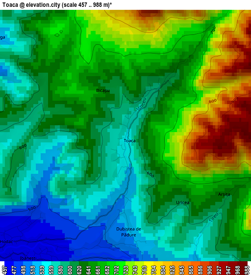 Toaca elevation map