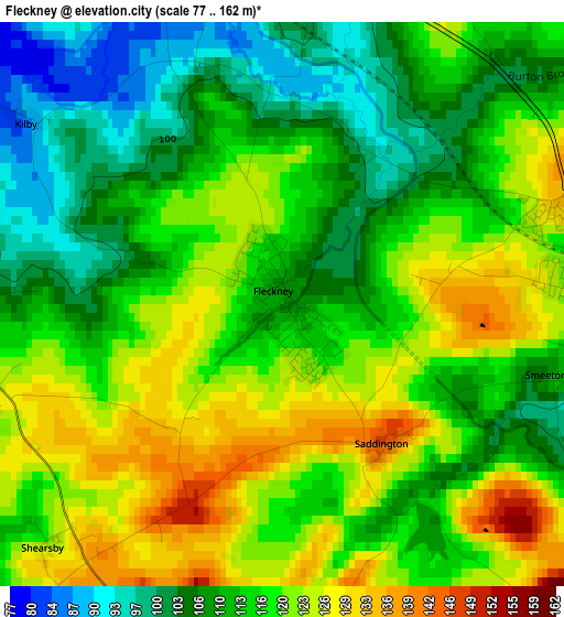 Fleckney elevation map