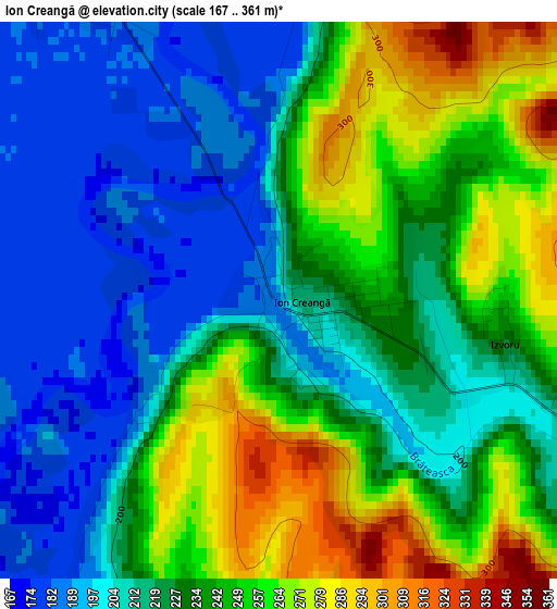 Ion Creangă elevation map