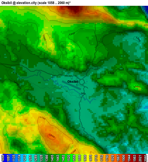 Oksibil elevation map
