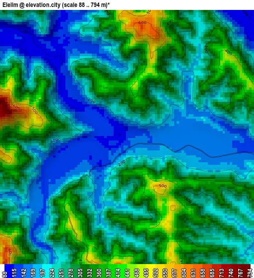 Elelim elevation map