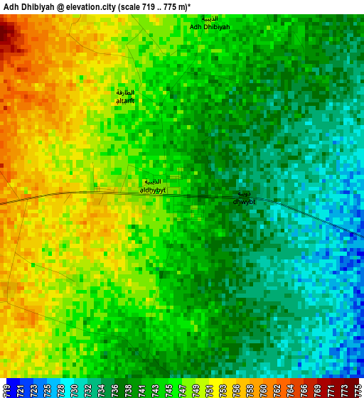 Adh Dhibiyah elevation map