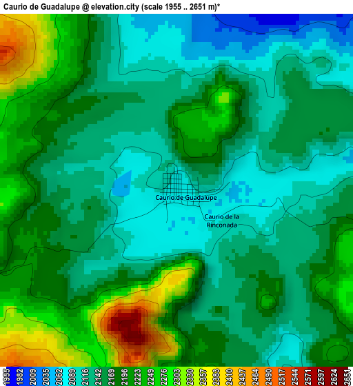 Caurio de Guadalupe elevation map