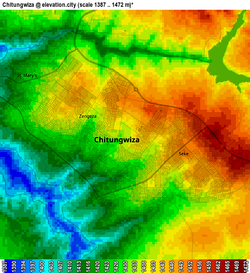 Chitungwiza elevation map