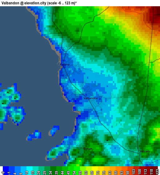 Valbandon elevation map