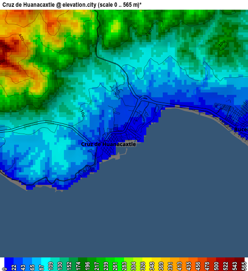 Cruz de Huanacaxtle elevation map
