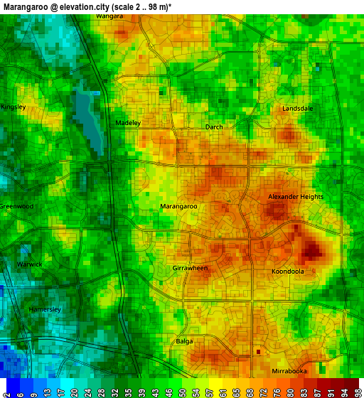 Marangaroo elevation map