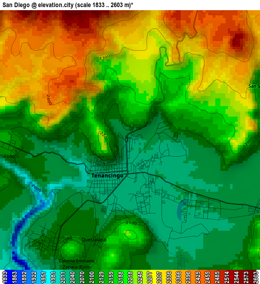 San Diego elevation map