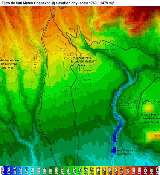 Ejido de San Mateo Coapexco elevation map