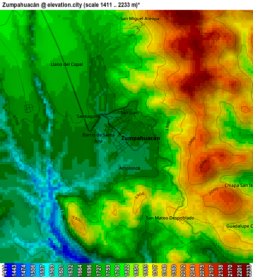 Zumpahuacán elevation map