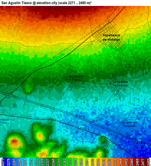 San Agustín Tlaxco elevation map