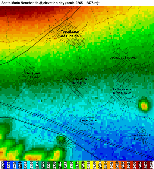 Santa María Nenetzintla elevation map