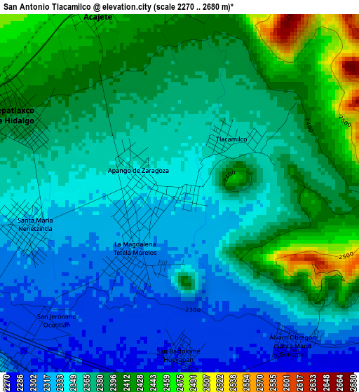 San Antonio Tlacamilco elevation map