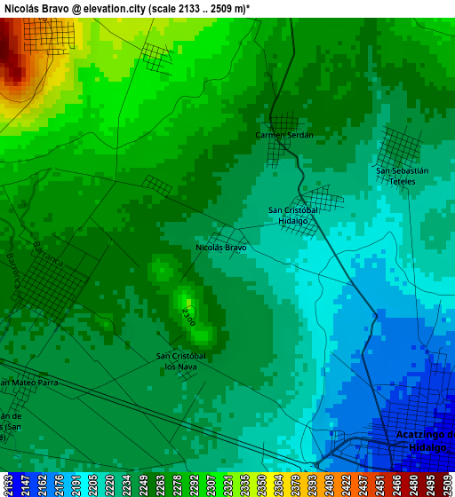 Nicolás Bravo elevation map