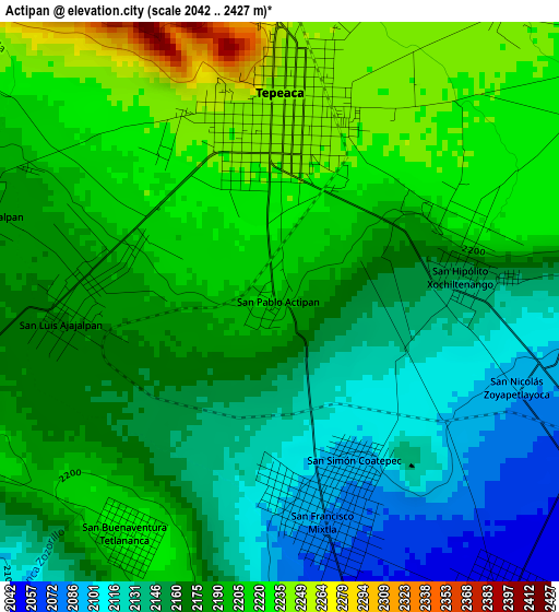 Actipan elevation map