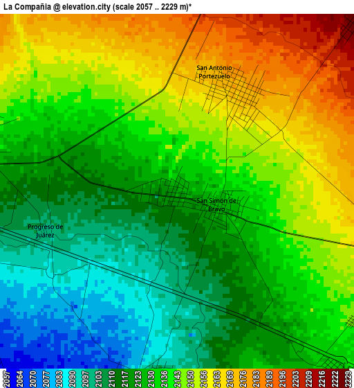 La Compañia elevation map