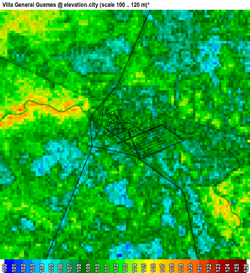 Villa General Guemes elevation map