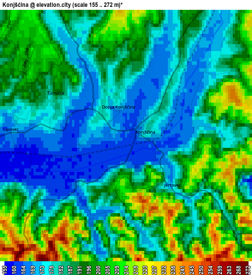 Konjšćina elevation map