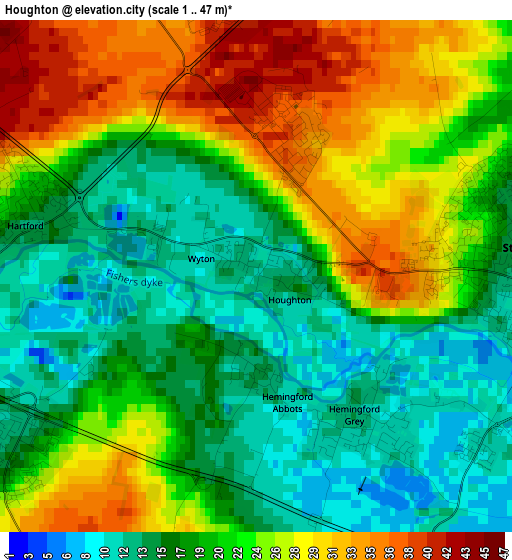 Houghton elevation map