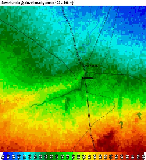 Savarkundla elevation map